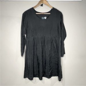 Urban Outfitters Ecote Black Silk Long Sleeve Babydoll Style Dress